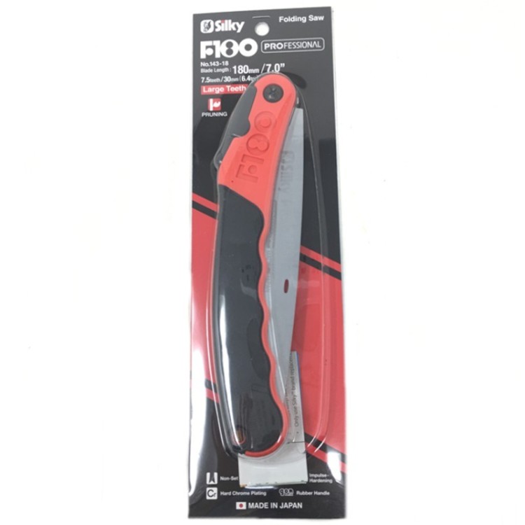 Serrucho Silky F 180 mm de corte japonés y mango de caucho.