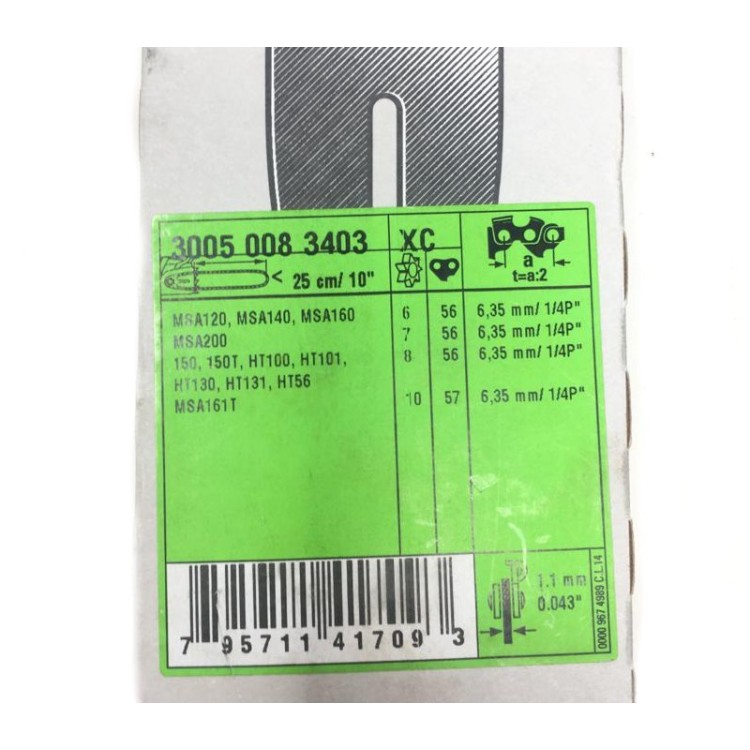 Espadín STIHL Rollomatic MINI 25cm - 56 eslabones (REPUESTO MOTOSIERRAS)