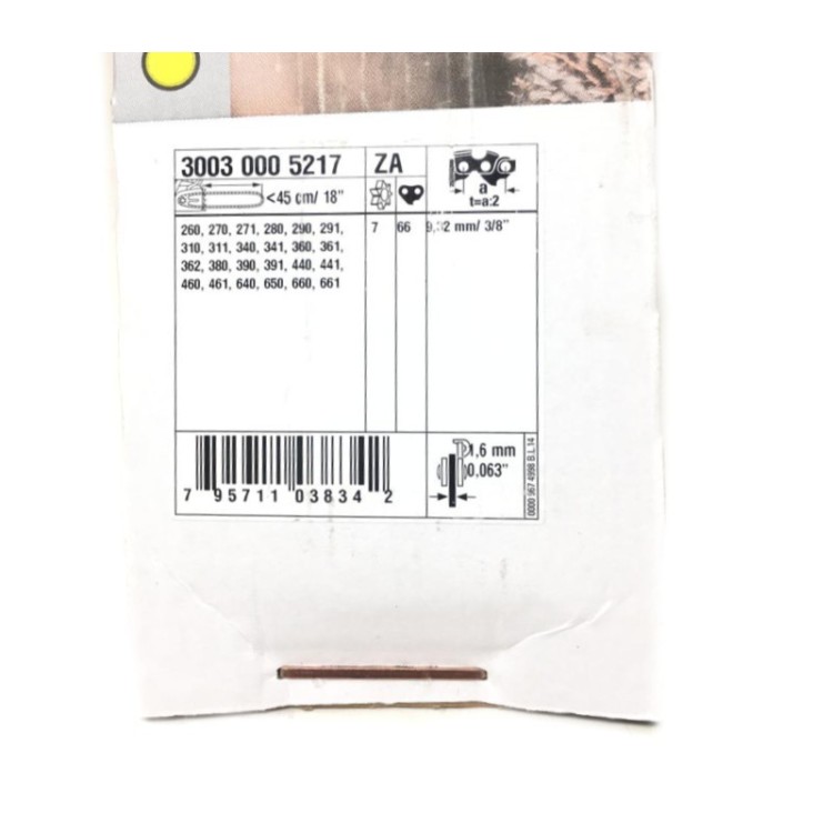 Espada de corte Stihl 18" (45cm), .3/8", 66 Eslabones