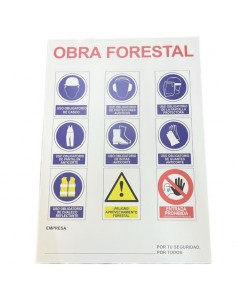 Cartel de aviso Obra Forestal