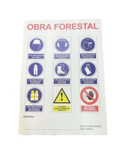 Cartel de aviso Obra Forestal