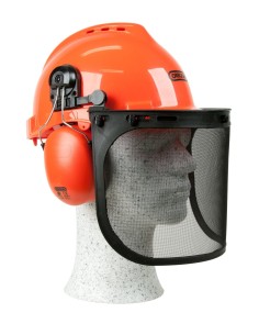 Casco de seguridad con pantalla metálica